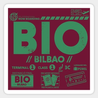 Vintage Bilbao BIO Airport Code Travel Day Retro Travel Tag Spain Basque Magnet